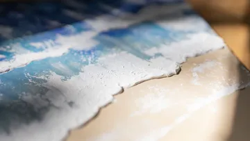 Blue-white colored areas form an artistic water scene.
