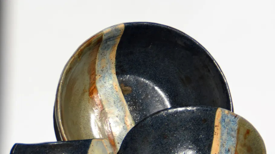 Three bowls lie on top of each other, modern ceramic art.