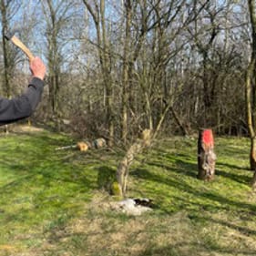 Axtwerfen im Parcours bei Leipzig