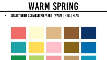 Farbpalette für "Warm Spring" mit verschiedenen Farben.