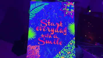 Colourful background with the text: “Start everyday with a Smile.”