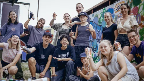 Gruppenbild Graffiti-Workshop