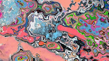 Colourful abstract patterns on a surface with a liquid texture
