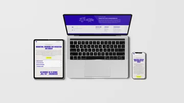 Laptop, tablet and smartphone show website with design information.