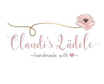 Ein Logo mit dem Text "Claudi's Lädlele", floraler Dekoration.
