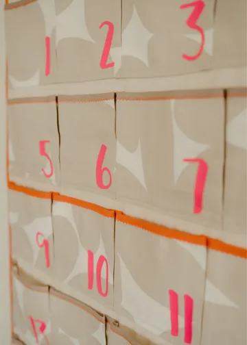 Wall organizer with numbered pockets from 1 to 11.