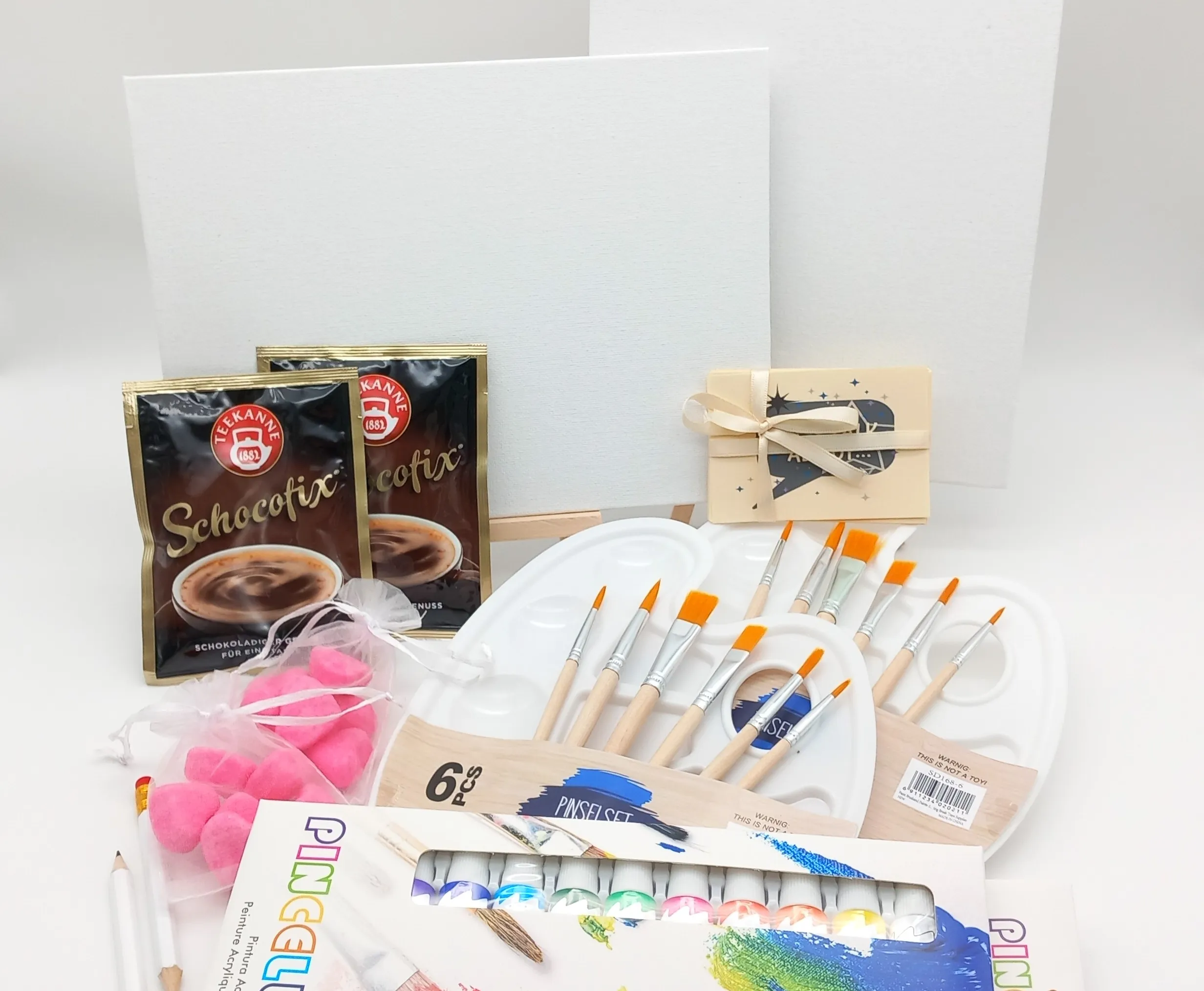 Malset Für 2 Personen Komplett - Mit Leinwänden, Staffeleien, Farben & Zubehör Für Kreative Paare & Freunde