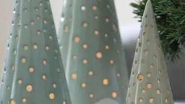 Decorative ceramic trees with lighted holes