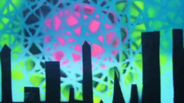 Abstrakte Skyline mit buntem Hintergrund