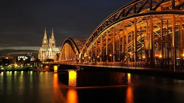 Bridge over the Rhine at night