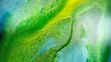 Abstract green and blue textured painting