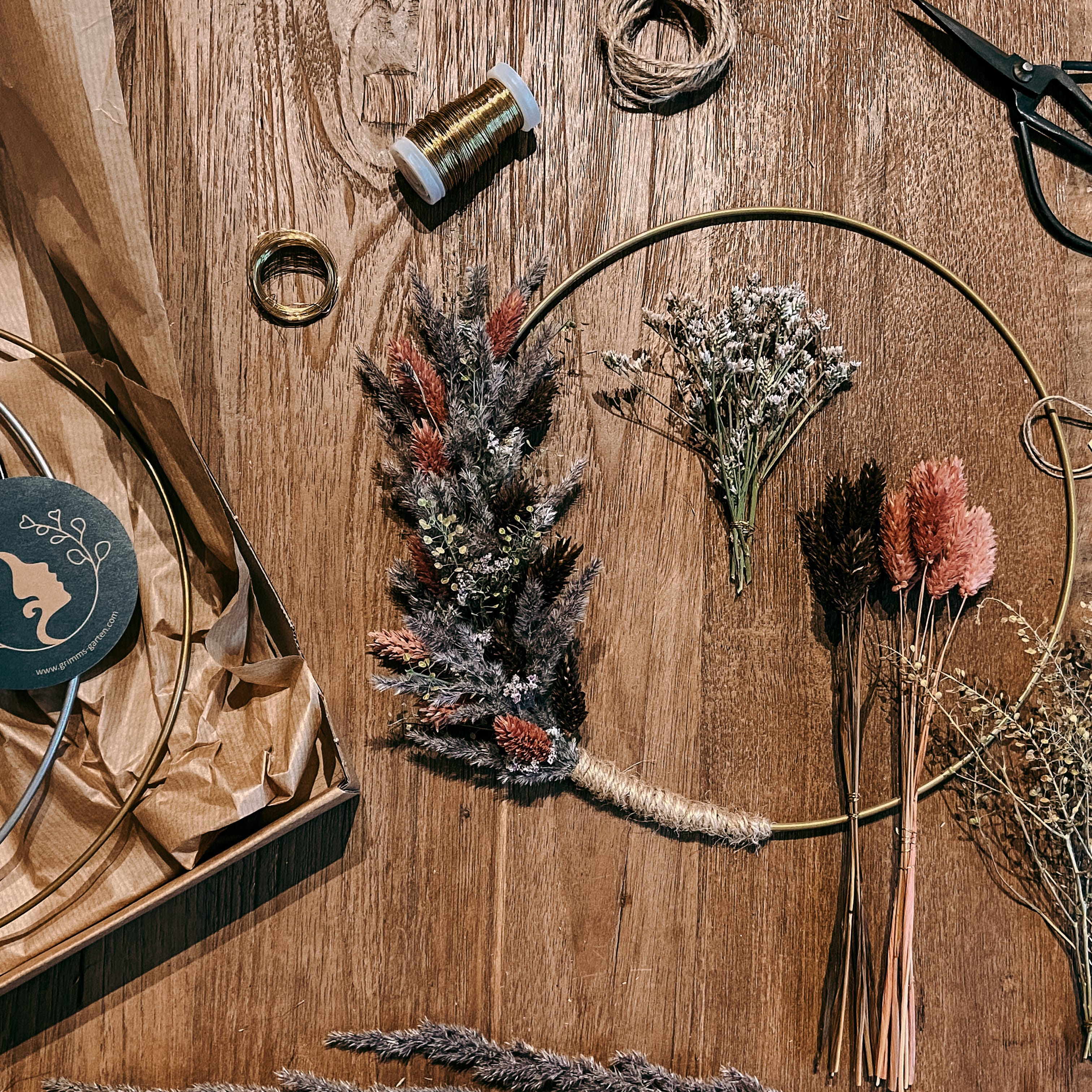 DIY-Set Trockenblumen Ring "Lachsflieder"