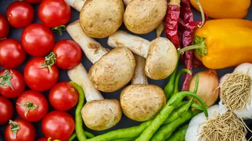 Fresh vegetables and mushrooms variety
