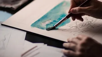 Handbemalung, Wasserfarbe auf Papier