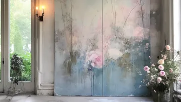Blumenwandbild mit natürlichem Licht und Blumen