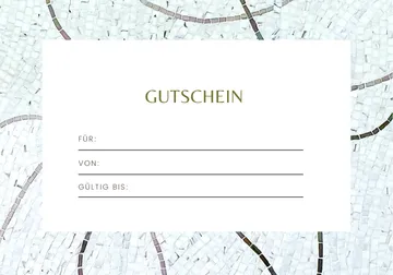Blank gift certificate on tiled background.