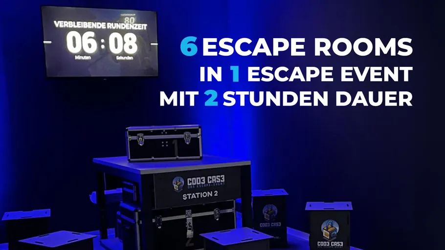 Escape-Room-Setup mit Timer-Anzeige.