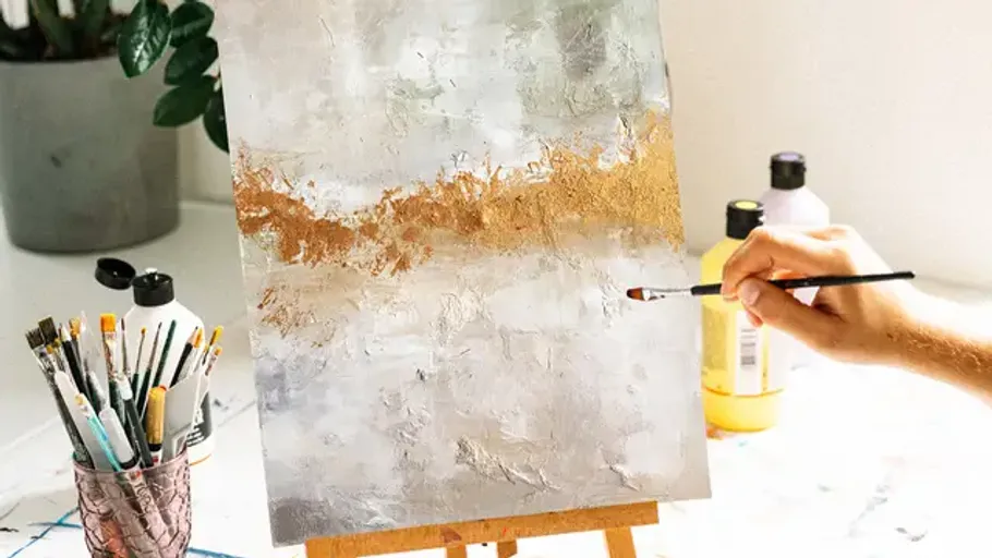 Handbemalung abstrakter Kunst auf Leinwand.