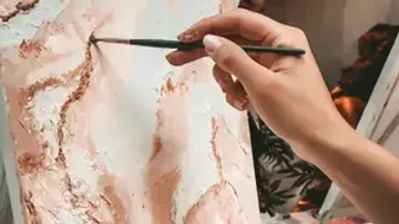 Hand painting on textured canvas.