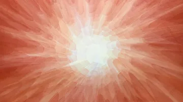 Radiating orange and white abstract pattern.