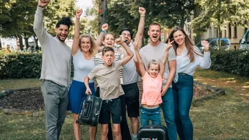 Group of people celebrating outdoors