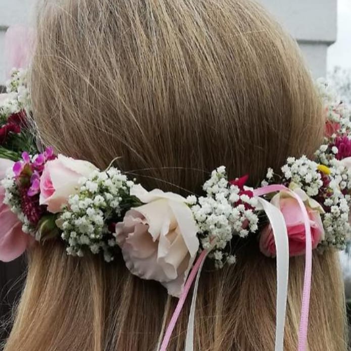 Blumenkranz JGA in Wiesbaden: Frisch- und Trockenblumen