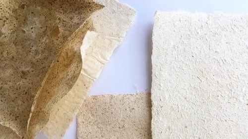 Various textured papers on white background.