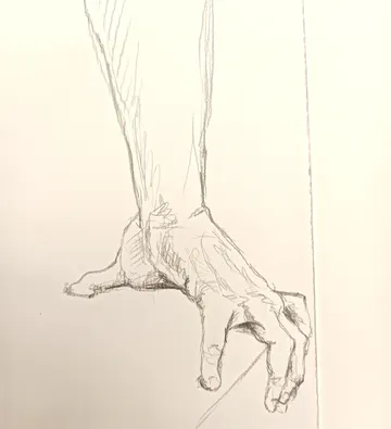 Skizze einer Hand, die Kante greift.