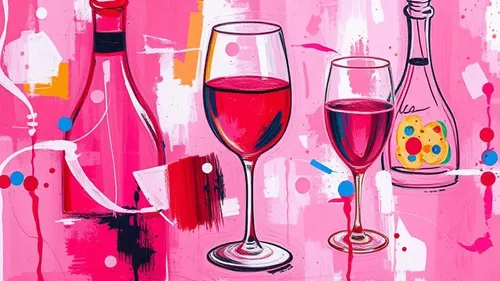 Two wine glasses with abstract background.