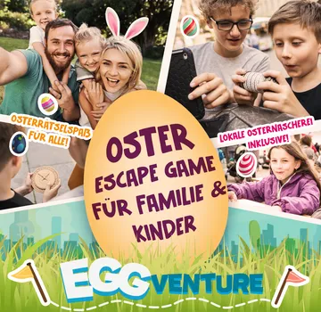Family enjoying Easter escape game outdoors.