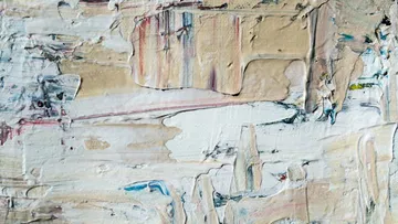 Abstract painting with textured creamy layers.