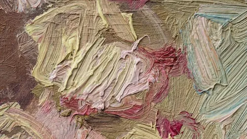 Abstract painting with textured brush strokes.
