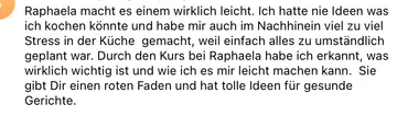 Textbewertung über Raphaelas Kochkurs.