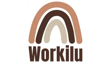 Drei braune Bögen über dem Text 'Workilu'.