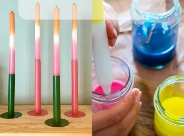 Gradient candles on left, candle dipping on right.