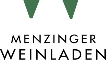 Green triangles above 'Menzinger Weinladen' text.