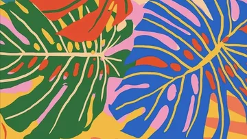 Colorful abstract tropical leaves design.