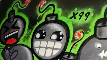 Bunte Graffiti von Comic-Bomben mit Ausdrücken.