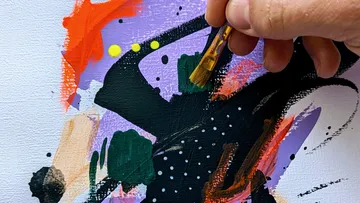 Hand malt abstrakte Kunst auf Leinwand.