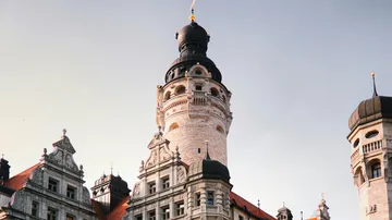 Tall historic tower with ornate architecture.