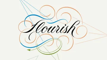 Elegante Schriftart mit dekorativen Wirbeln.