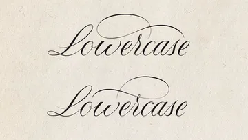 Eleganter Kursive-Text liest zweimal 'Lowercase'.