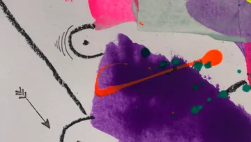 Abstrakte Kunst mit bunten Tintenspritzern.