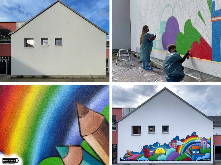 Wall mural created on school building.