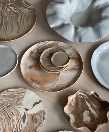 Various ceramic dishes displayed on a table.