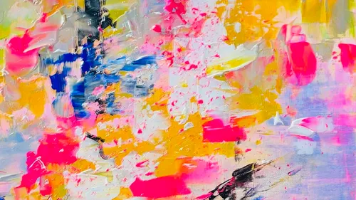 Abstract painting with vibrant colors and textures.