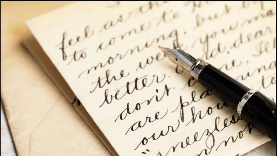 Fountain pen lying on handwritten letter.