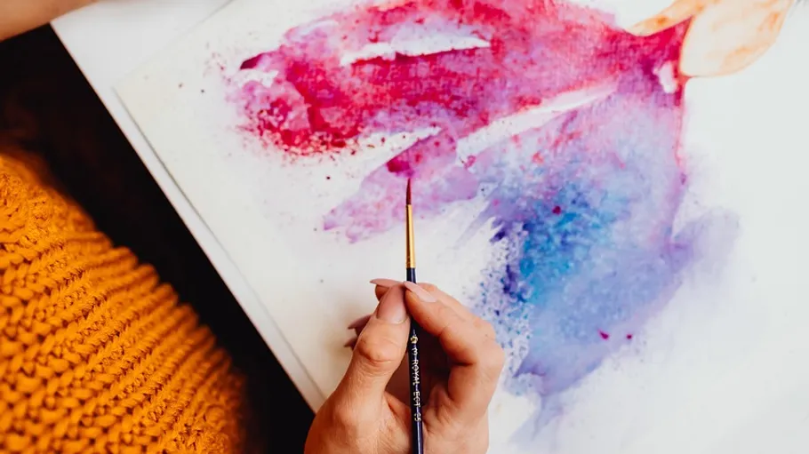 Hand painting colorful watercolor artwork.