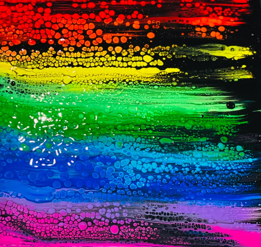 Colorful abstract painting with bubble texture.