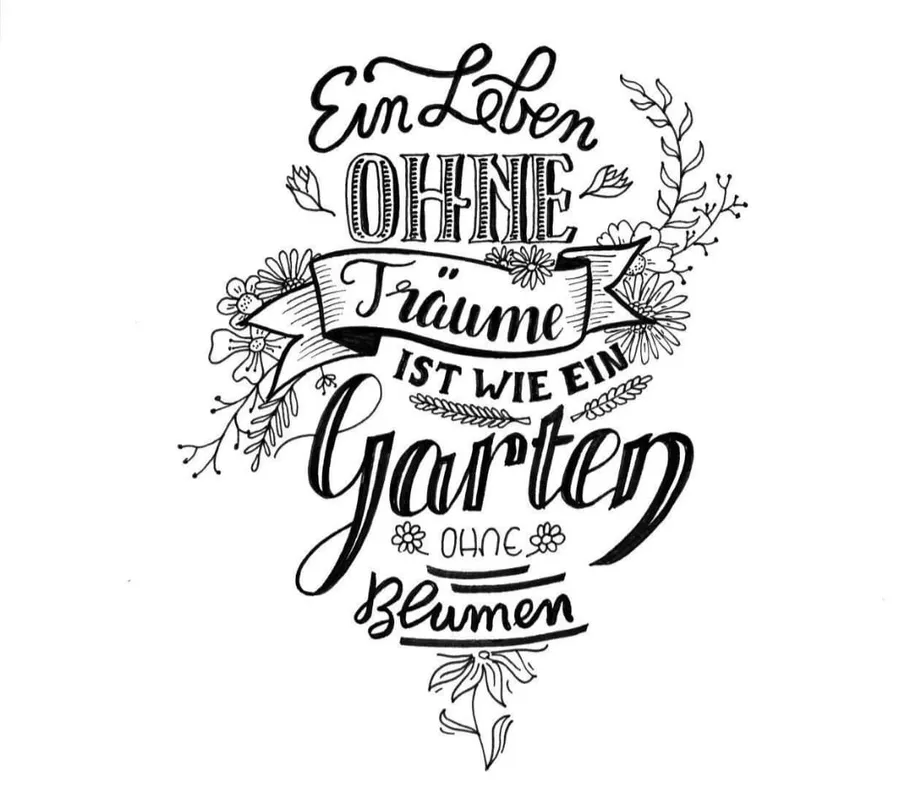Zitat mit dekorativem Blumendesign.